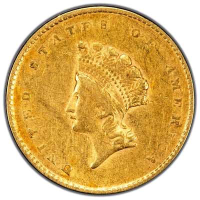 SOLD United States 1855 Type 2 G$1 One Dollar Gold Coin