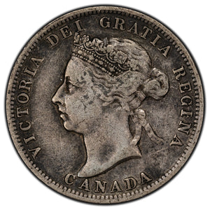 SOLD Canada 1900 25 Cents Quarter Silver Coin - F/VF