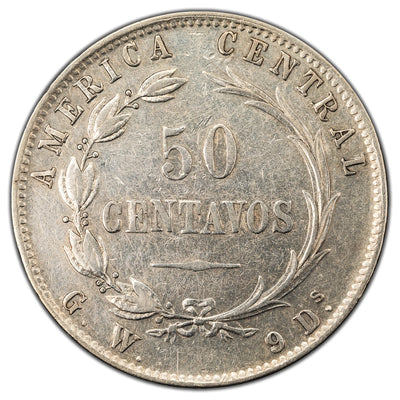 SOLD Costa Rica 1885 50 Centavos Silver Coin KM #124