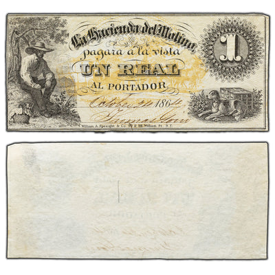 SOLD Argentina La Hacienda Del Molino 1864  1 One Real Note