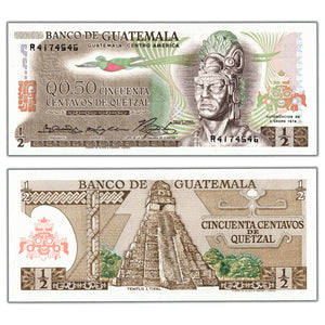 SOLD Guatemala 1974 50 Centavos 1/2 Quetzal Note P #58b - Choice Uncirculated