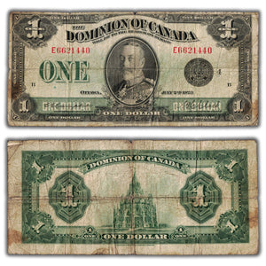 SOLD $1 1923 Dominion of Canada Note Campbell-Clark Black Seal DC-25o - Small Stains