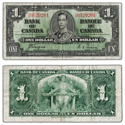 $1 1937 Bank of Canada Note Coyne-Towers O/N Prefix BC-21d - F/VF