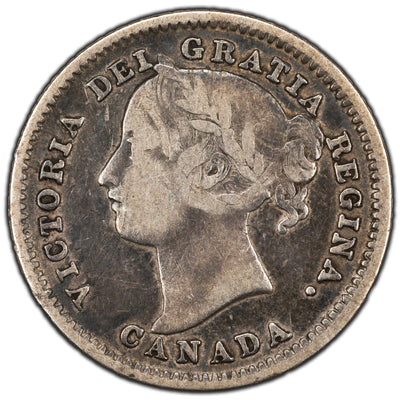 SOLD Canada 1886 Lg Kn 6 Obv #5 10 Cents Dime Silver Coin - VG/F