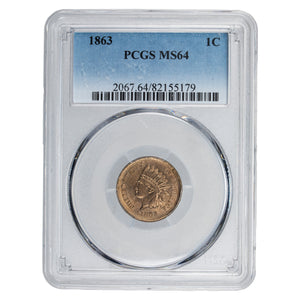 SOLD United States 1863 1 Cent Indian Head Penny Coin - PCGS MS-64
