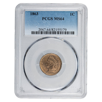 SOLD United States 1863 1 Cent Indian Head Penny Coin - PCGS MS-64