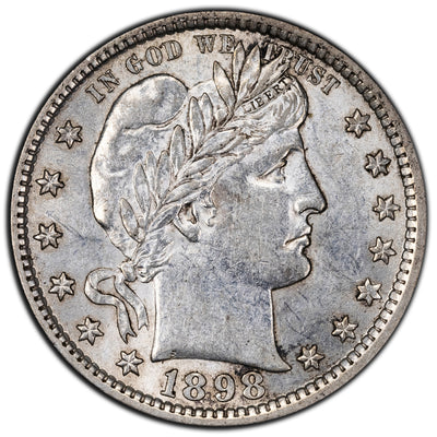 SOLD United States 1898 25 Cents Barber Quarter Silver Coin - AU