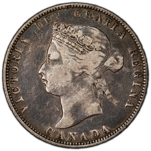 SOLD Canada 1874-H 25 Cents Quarter Silver Coin - F/VF
