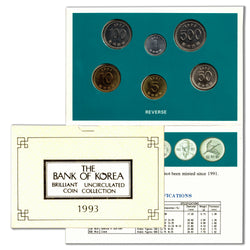 Korea 1993 6-Coin Brilliant Uncirculated Mint Set - Scarce Issue