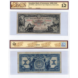 SOLD $10 1935 Canadian Bank of Commerce Chartered Note #75-18-08a - BCS F-12