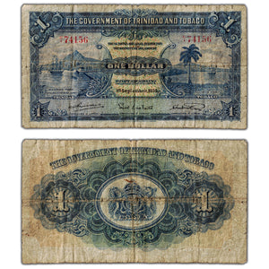 Trinidad & Tobago 1935 $1 One Dollar Note P #5a - Circulated (holes)