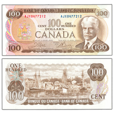 $100 1975 Bank of Canada Note AJX Replacement BC-52bA - EF/AU