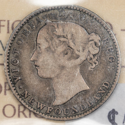 SOLD Newfoundland 1870 Obv. 2 10 Cents Dime Silver Coin - ICCS VG-10