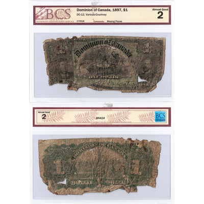 SOLD $1 1897 Dominion of Canada Note DC-12 - BCS AG-2 Low Grade Filler