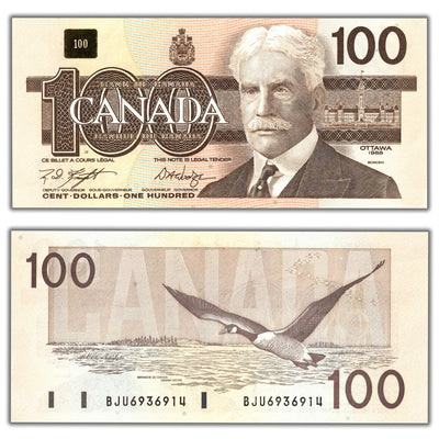 SOLD $100 1988 Bank of Canada Note Knight-Dodge BJU Prefix BC-60d - Choice UNC