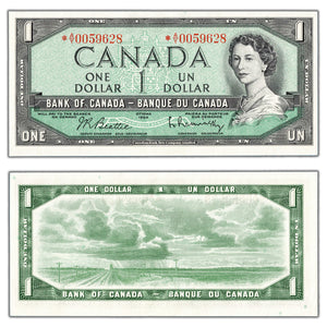 SOLD $1 1954 Bank of Canada Note *A/Y Replacement Prefix BC-37bA - AU