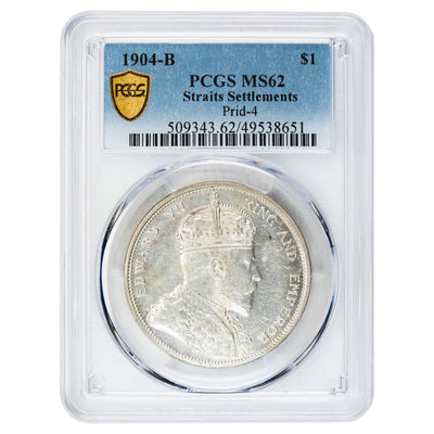 SOLD Straits Settlements 1904-B $1 Dollar Silver Coin Prid #4 - PCGS MS-62