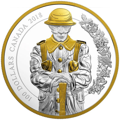 Canada 2018 $100 Keepers of Parliament: The Soldier .9999 Fine Silver Coin