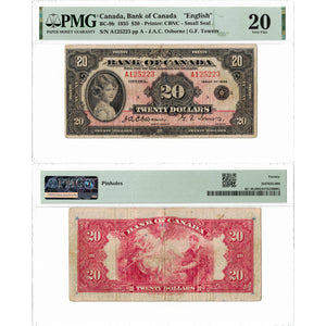 SOLD $20 1935 Bank of Canada Note English Text Small Seal BC-9b - PMG VF-20