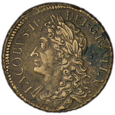SOLD Ireland 1689 October James II 1/2 Crown Gun Money Coin - Corrosion