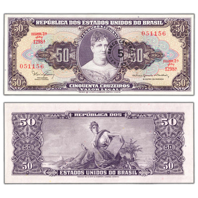 SOLD Brazil ND (1966-67) 50 Fifty Cruzeiros Note P #184a