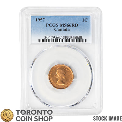 Canada 1957 1 Small Cent Coin - PCGS MS-66 Red