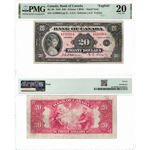 SOLD $20 1935 Bank of Canada Note English Text Small Seal BC-9b - PMG VF-20