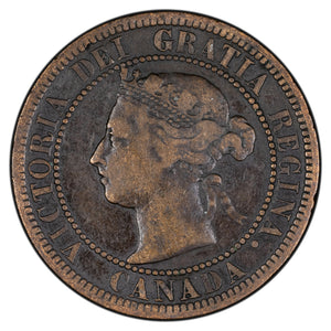 SOLD Canada 1891 Small Date Large Leaves 1 Large Cent Coin - VG/F