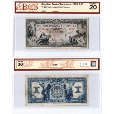 SOLD $10 1935 Canadian Bank of Commerce Canada Chartered Note #75-18-06 - BCS VF-20