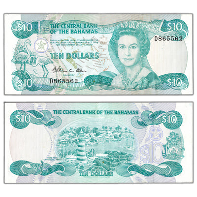 Bahamas 1974 (1984) $10 Ten Dollars Note P #46a - VF/EF