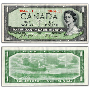 SOLD $1 1954 Bank of Canada Note Devil Face B/A Prefix BC-29a - VF/EF