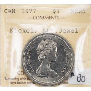 SOLD Canada 1977 Attached Jewel $1 Nickel Dollar Coin - ICCS MS-65