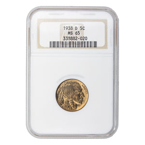 SOLD United States 1938-D 5 Cents Buffalo Nickel Coin - NGC MS-65