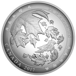 Canada 2017 $50 Maple Leaves in Motion .9999 Fine Silver Coin