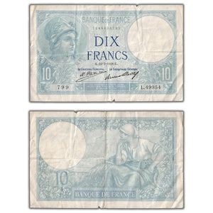 SOLD France 1928 10 Francs Note P #73d - Two Tears