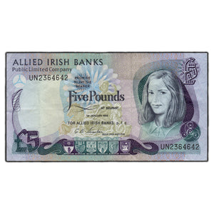 SOLD Ireland Allied Irish Banks 1980 5 Pounds Note