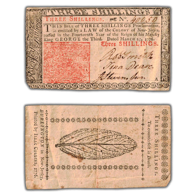 SOLD United States 1776 New Jersey 3 Three Shillings Note