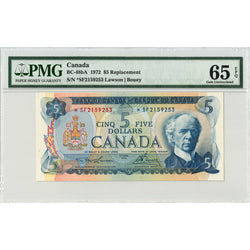 $5 1972 Bank of Canada Note *SF Replacement Prefix BC-48bA - PMG Gem UNC-65 EPQ
