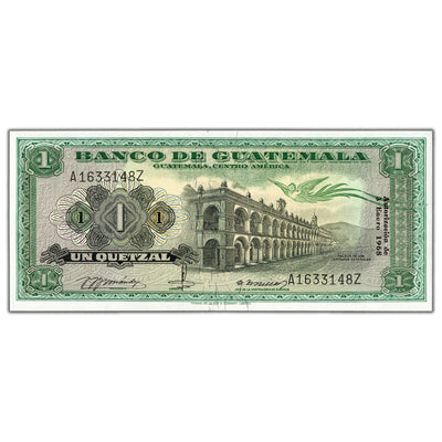 Guatemala 1968 1 One Quetzal Note P #52b - Choice UNC