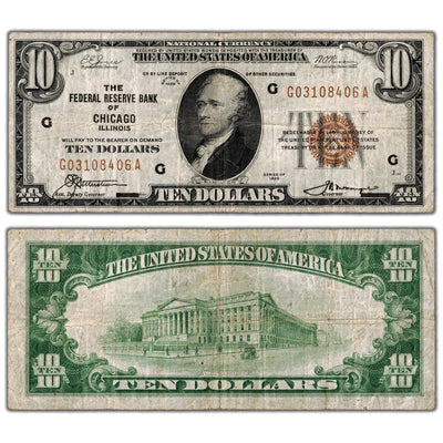 United States 1929 $10 Chicago National Currency Note - Circulated