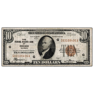 United States 1929 $10 Chicago National Currency Note - Circulated