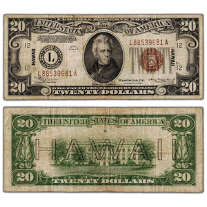 SOLD United States 1934 $20 Hawaii Silver Certificate Note - Circulated