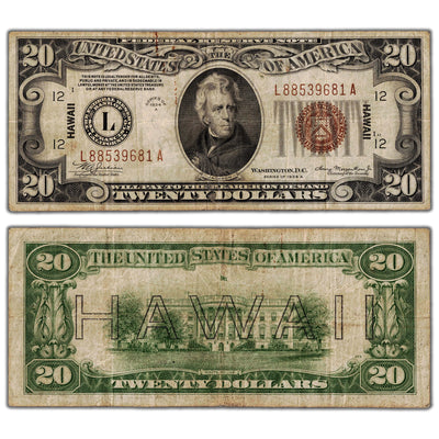 SOLD United States 1934 $20 Hawaii Silver Certificate Note - Circulated