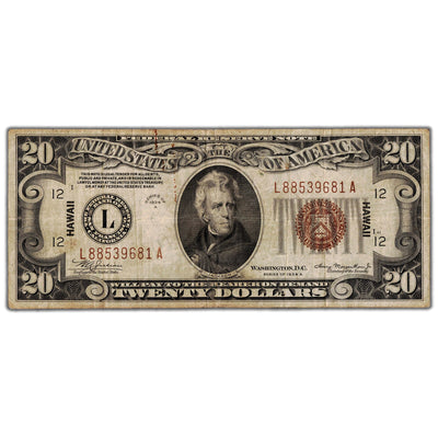 SOLD United States 1934 $20 Hawaii Silver Certificate Note - Circulated