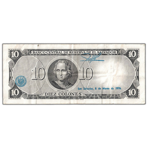SOLD El Salvador 1974 10 Ten Colones Note P #118a - VF+ - The Toronto ...