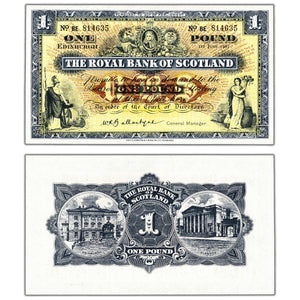 SOLD Scotland The Royal Bank of Scotland 1961 1 One Pound Note P #324 - Choice UNC