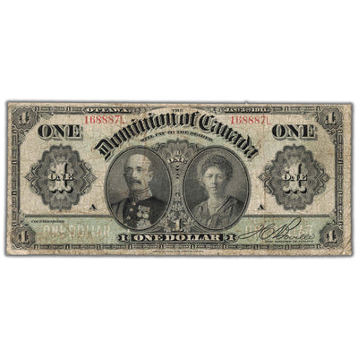 SOLD $1 1911 Dominion of Canada Note Black Line Series L DC-18c