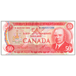 $50 1975 Bank of Canada Note *HB Replacement Prefix BC-51aA - About EF