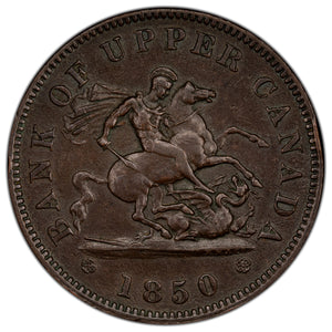 SOLD Bank of Upper Canada 1850 Without Dot One Penny Token PC-6A1