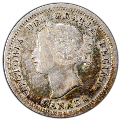 Canada 1858 Large Date RP-1 5 Cents Silver Coin - Fine (light obverse scratch)